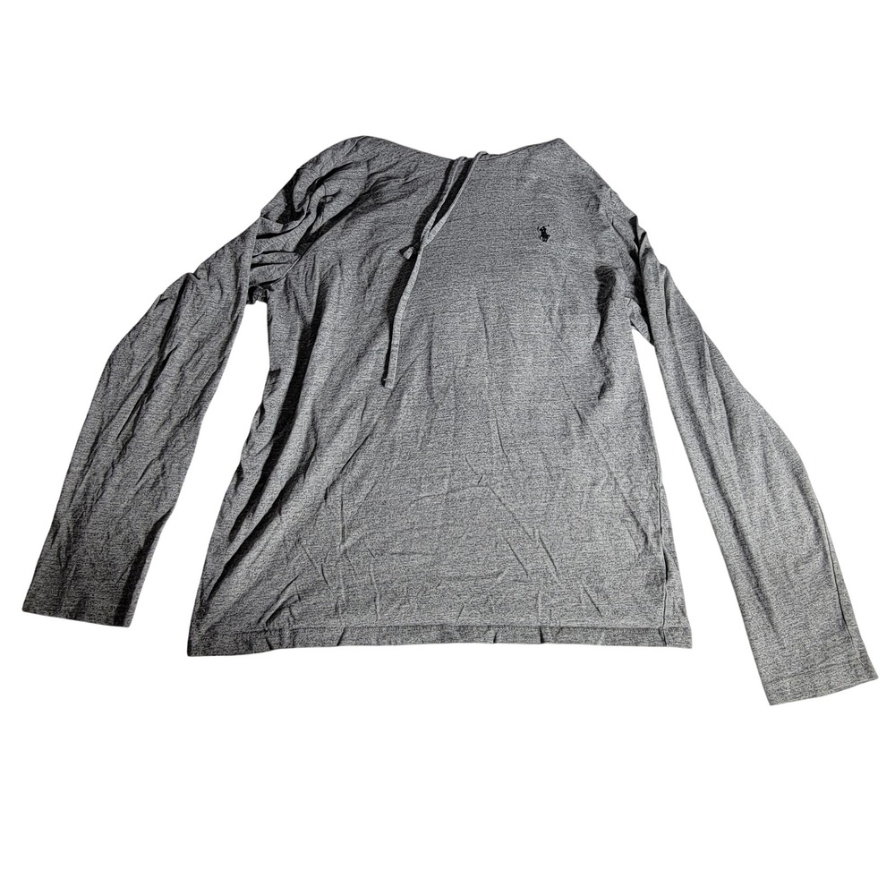 Polo Ralph Lauren Mens Gray Long Sleeve Hooded T-Shirt Cotton Pullover Size M